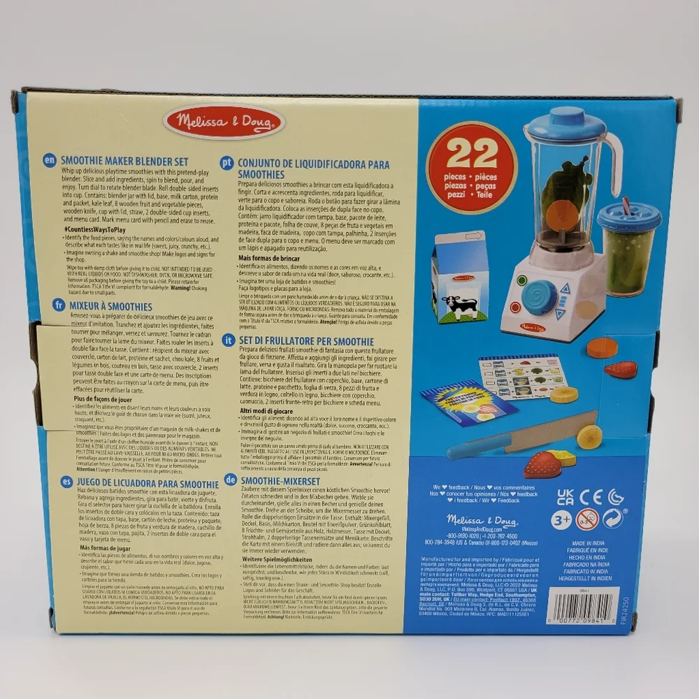 Melissa & Doug Smoothie Maker Blender Set 22 Pieces Imagnative Play Gift NEW